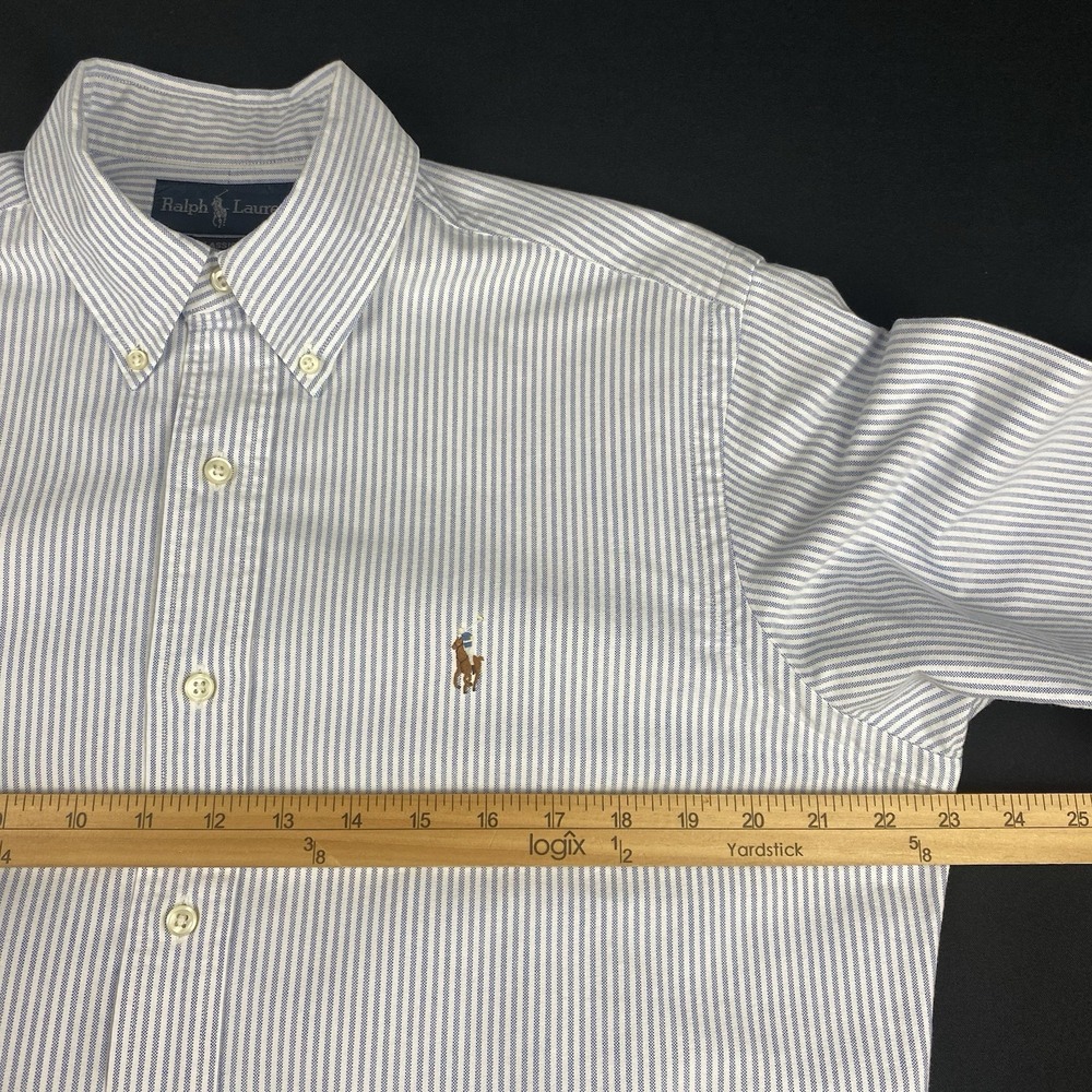 Ralph Lauren Oxford Shirt Mens 15.5-32/33 Blue/White Stripes Classic Fit - Picture 5 of 7